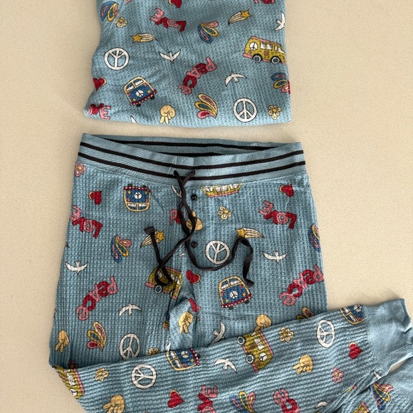 PJ Salvage "Peace & Love" Thermal Pajama Set - Pants and Longsleeve - Picture 3 of 10